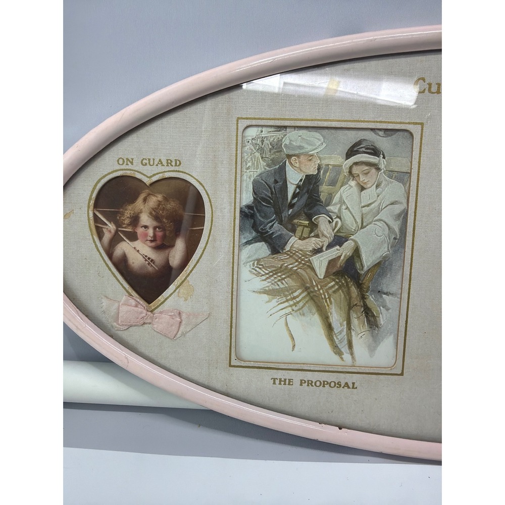 Vintage Cupid and His Adventures Oval Framed Lithograph Romantic Wedding Art - Picture 2 of 9